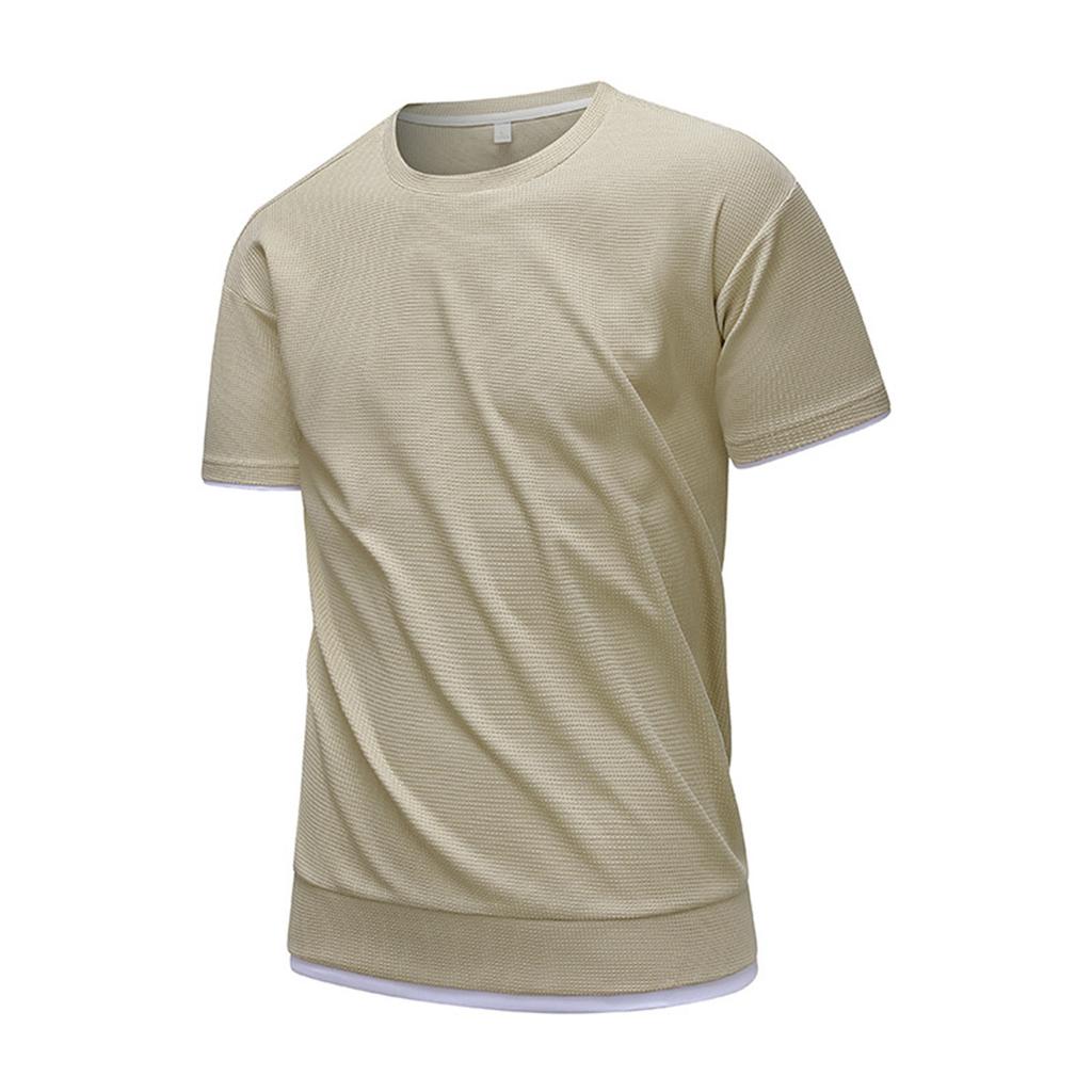 Men's Summer Men's Half Short Sleeve T-shirt Casual Fake Two-piece Top