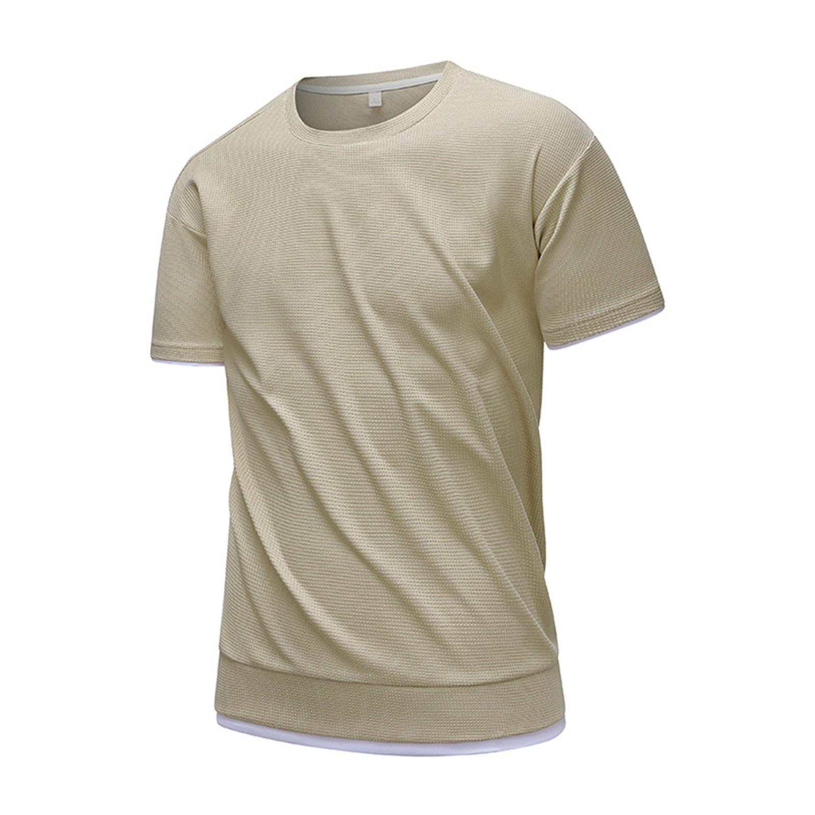 

Мужская летняя футболка с полукоротким рукавом, повседневный топ, имитация двойки XL хаки