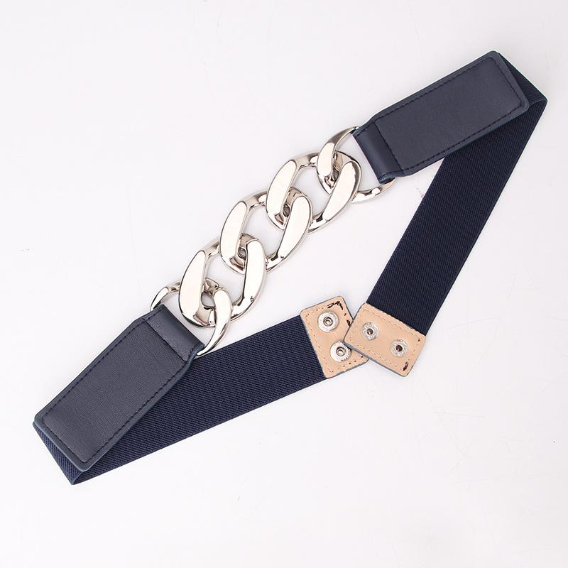 European and American Trendy Exaggerated Metal Thick Chain Belt Motorcycle Punk Style Elastic Waist Seal Suit Decorative Belt
