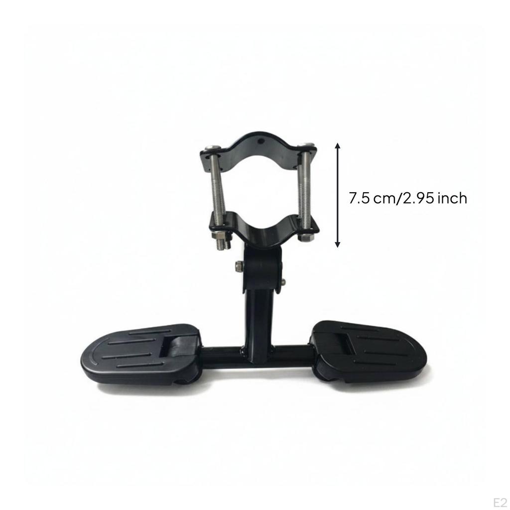 Bike Crossbar Footrest Side Pedals Accessory Curved Clamp Foot 75MM