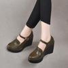 Fashion GKTINOO 2025 Wedges Women Shoe Spring Autumn Slip-On High Heels Round Toe Genuine Leather Casual Ladies Platform Shoes Woman