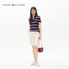 Tommy Hilfiger Women's Striped V-Neck Pique Polo Shirt