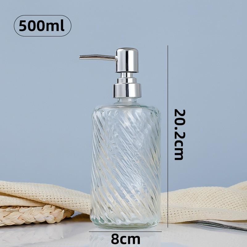 500ml European Style Refillable Glass Pump Bottle for Soap, Shampoo, Conditioner, or Shower Gel
