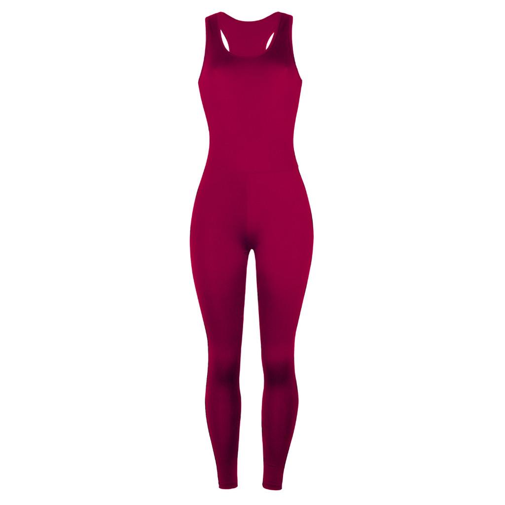 Women Slim Yoga Sport Jumpsuit Long Bodysuit Tracksuit Pants