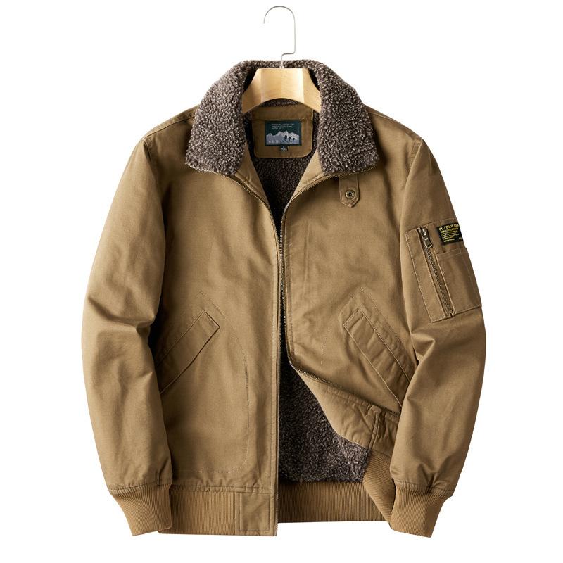 Cotton-padded Men's Youth Casual Velvet Thickened Warm Autumn and Winter Cotton-padded Leader Cotton Jacket