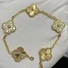 Nuova Versione Bracciale Quadrifoglio Cinque Fiori Agata Rossa Naturale Madreperla Bianca Bracciale da Donna Bracciale Laser