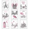 Spakon 9 Pieces Paris Bathroom Decor Paris Theme Wall Art Room Decor Romantic Pink Eiffel Tower Wall Art Bedroom Pictures