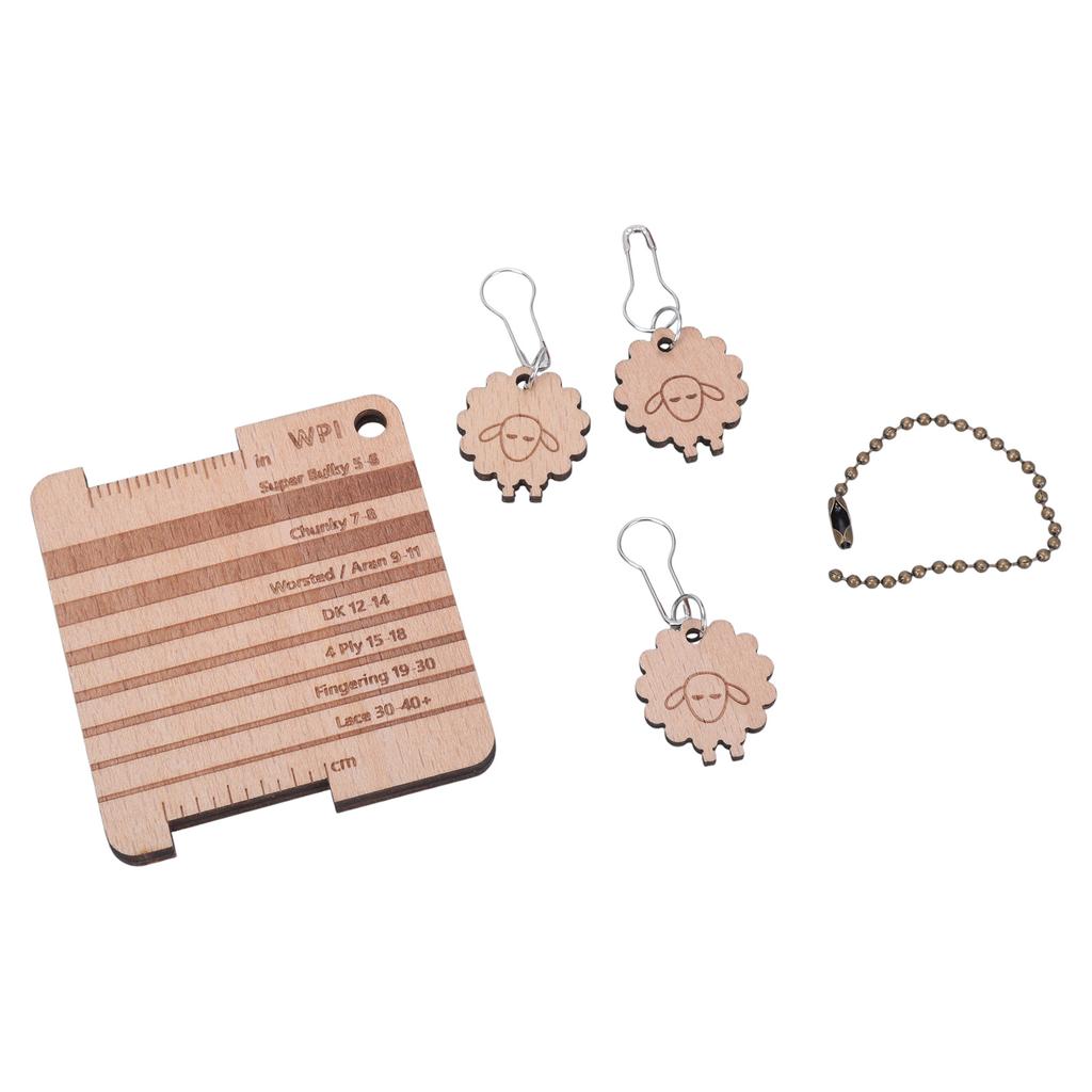 Wood Knitting Yarn Gauge Ruler Knitting Needle Gauge Knitting Ruler Tool Set for Measuring Knitting Crocheting Project