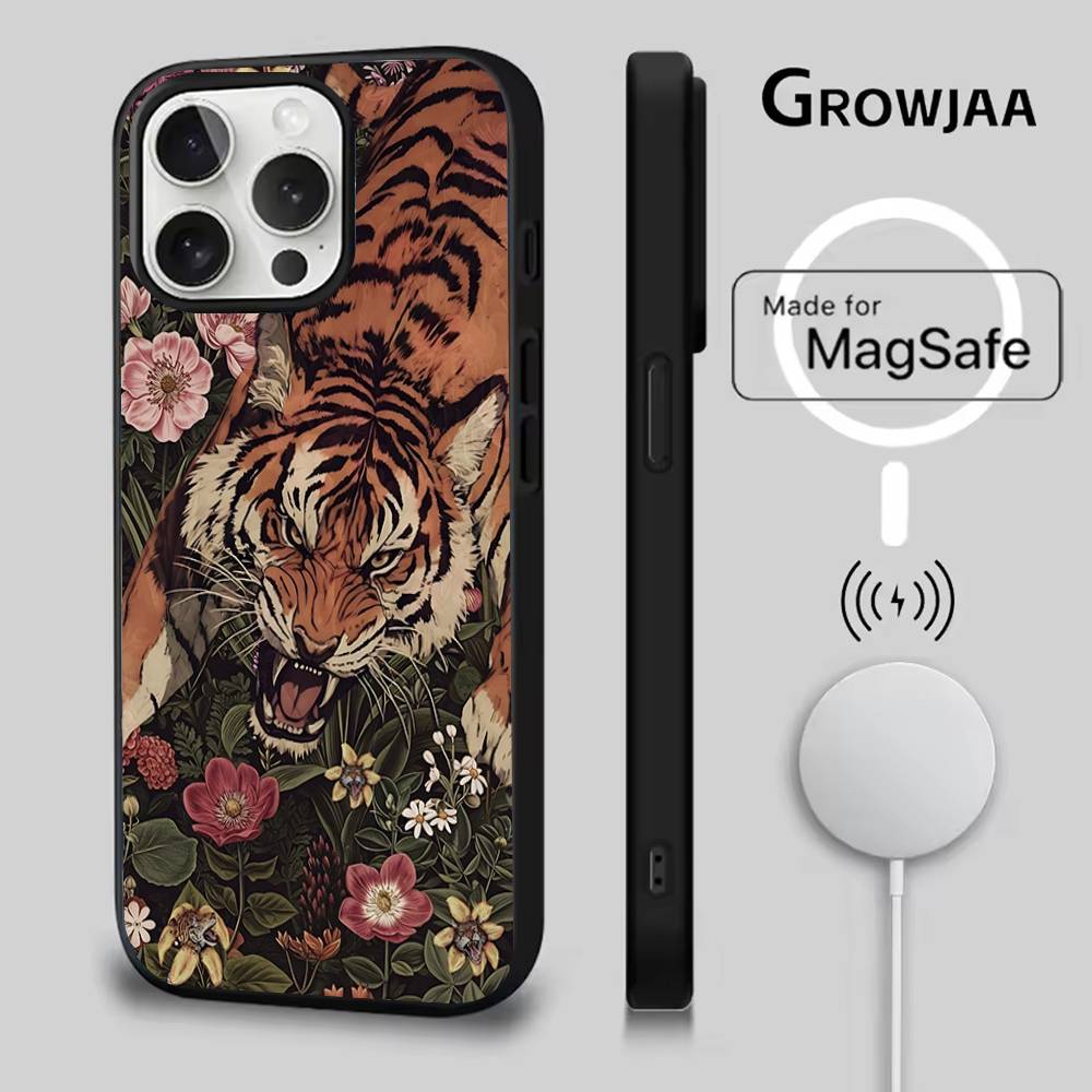 Japanese Ukiyo-e Tiger Phone Case For iPhone 17,16,15,14,13,12,11,Pro,Max,Plus,Mini,SE4,E Magnetic Magsafe Wireless Charging