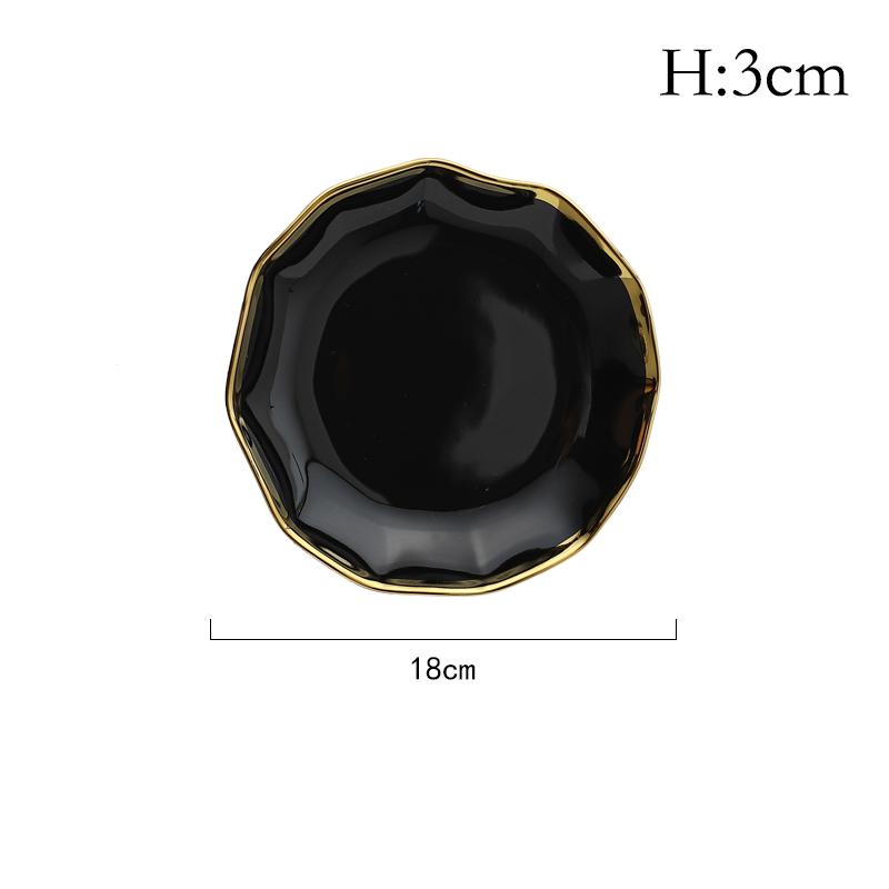 Nordic Golden Stroke Ceramic Plate Light Luxury Black White Pasta Steak Dinner Plates Dessert Dishes Soup Bowls Home Tableware
