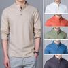 Men's Shirt Simple Long-sleeved Bottoming Shirt Large Size Men's Cotton and Linen Shirt Casual Top