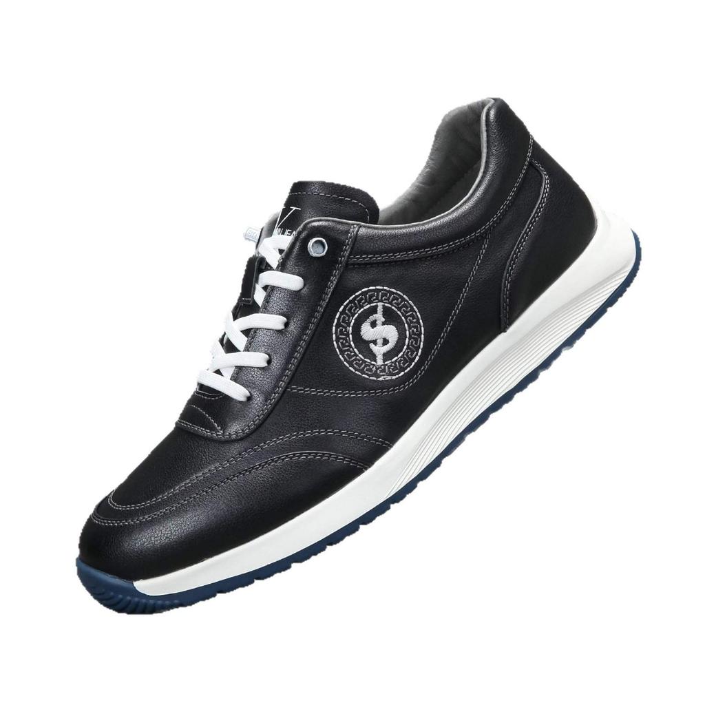 European Men's Genuine Cowhide Leather Casual White Sneakers - Breathable, Non-slip, Outdoor Fitness Shoes