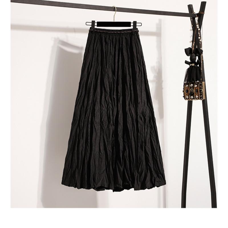 DIMANAF Plus Size Women Long Skirts Loose Casual Elastic Waist Solid Fashion Lady Autumn Clothing 2025