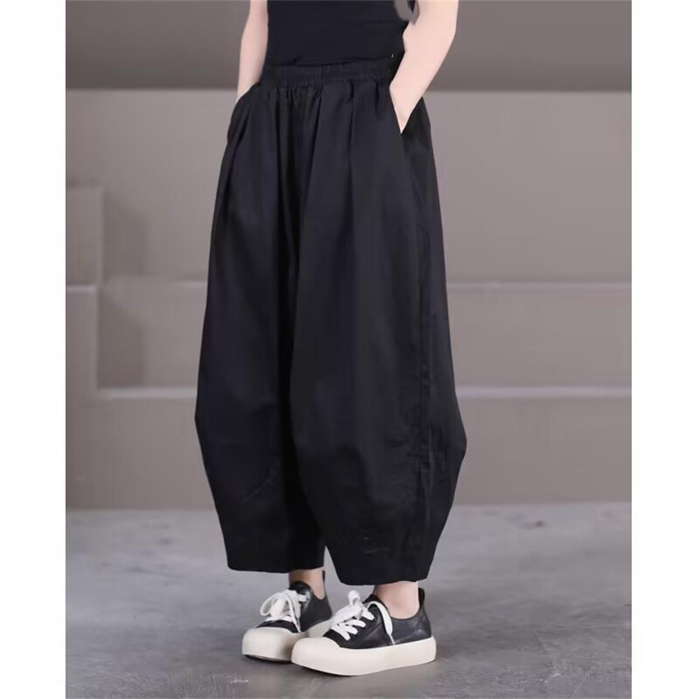 Korean Style Women Harem Pants Summer Vintage Solid Lantern Pants Casual Loose Female Wide Leg Pants Clothing