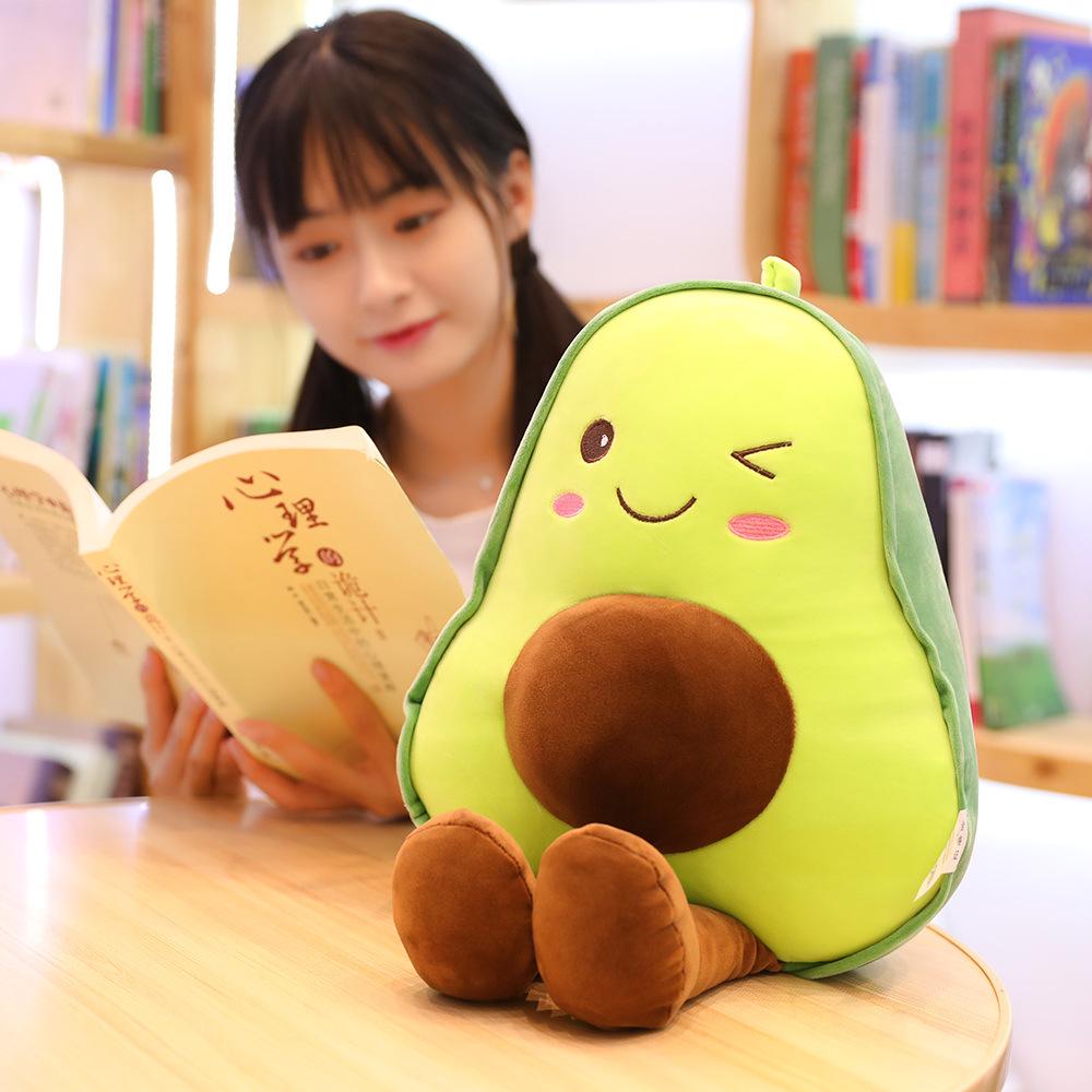 Adorable Avocado Plush Pillow: Soft, Skin-Friendly Cushion with Smiling Expression - Perfect Gift for Men and Women
