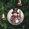 Vintage Snowman with Red Hat and Clock Tower Acrylic Christmas Tree Ornament Festive Winter Holiday Decoration Hanging Ornament Home Decor Gift
