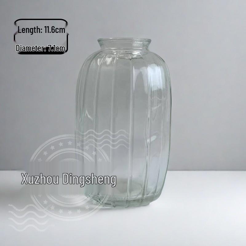 High-End Retro Glass Vase Set: Floor-Standing Transparent Ornaments In Soft Ins Style