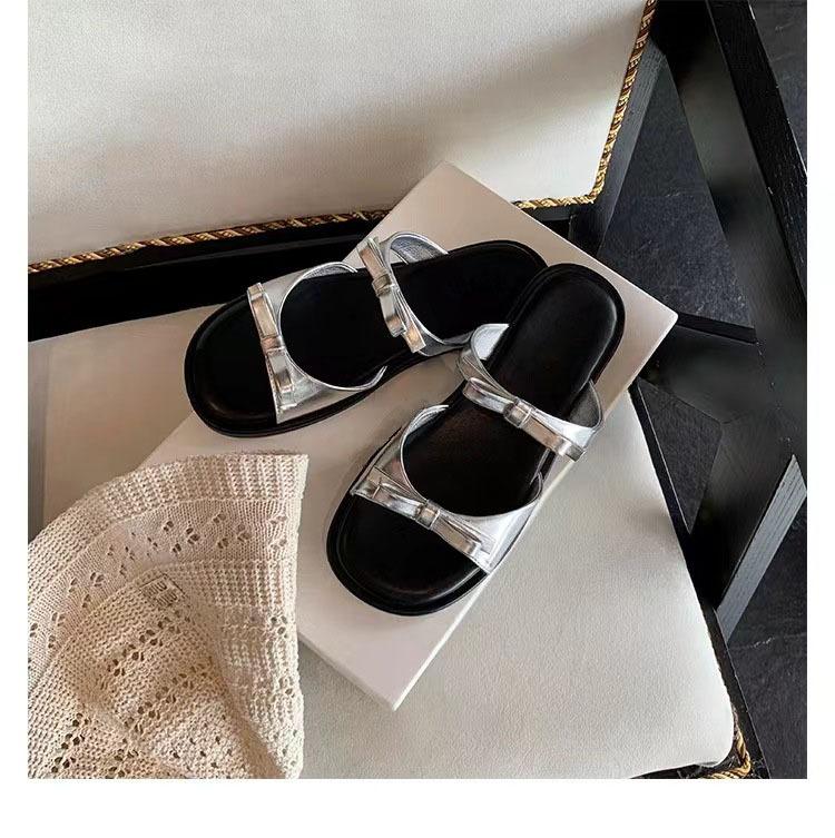 

Grape mother flat-soled sandals women s summer French bow casual platform shoes cool slippers women s senior sense 2025 35