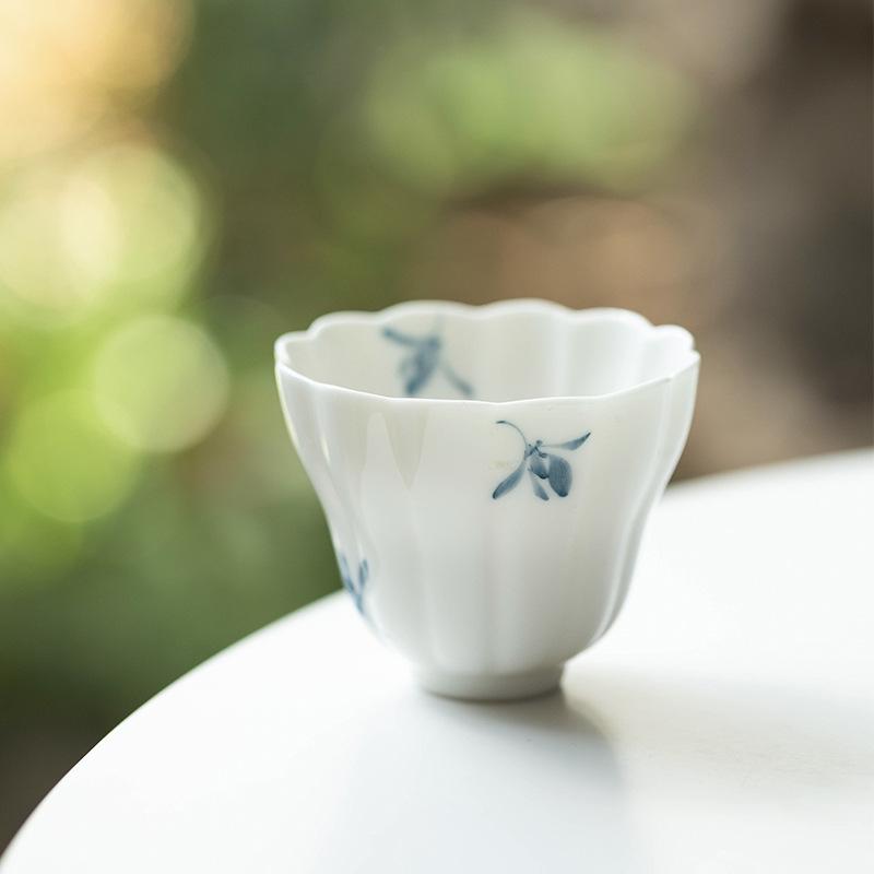 Pure hand-painted Phalaenopsis Ercai cover bowl retro underglaze color household ceramic Kung Fu tea set tea bowl teapot teacup
