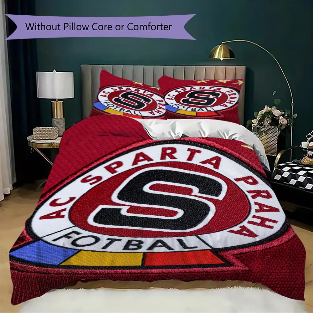 AC Sparta Praha Muster Bettwäsche Steppset Bettbezug Kissenbezug Heimdekoration Geburtstagsgeschenk (1 Bettbezug + 2 Kissenbezüge (ohne Füllung))