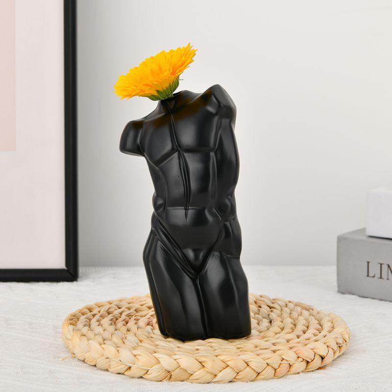 Vază cu corp masculin vază din rășină vază cu formă de corp masculin vază de masă unică sculptură cu formă masculină art deco modern acasă