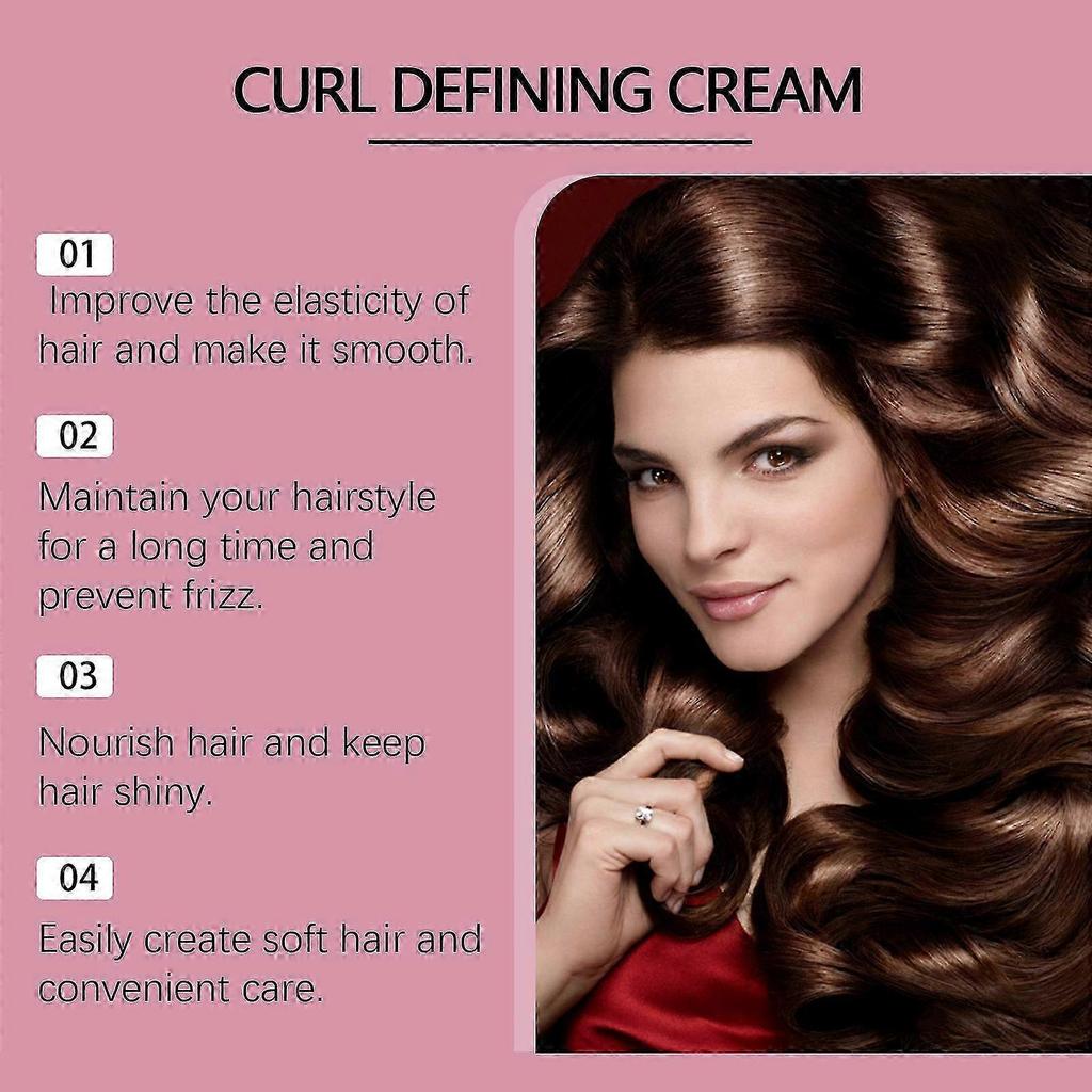 2025 Long-Lasting Hair Curl Cream for Curly Hair Curl Defining Cream Moisturizing Anti-Frizz Smoothing Curls and Wavy Hair (3 Pieces)