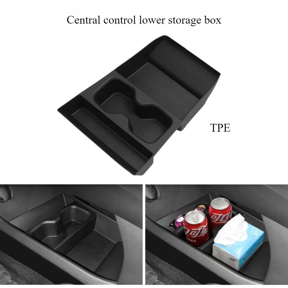 For Hyundai Santa Fe 2024 Cup Holder Armrest Storage Box Wireless Charging Pad Lower Storage Box Central Control Accessories