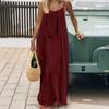 Summer Backless Cami Dress for Women Flowy Beach Vacation Maxi Sundress Spaghetti Strap Loose Lounge Dress