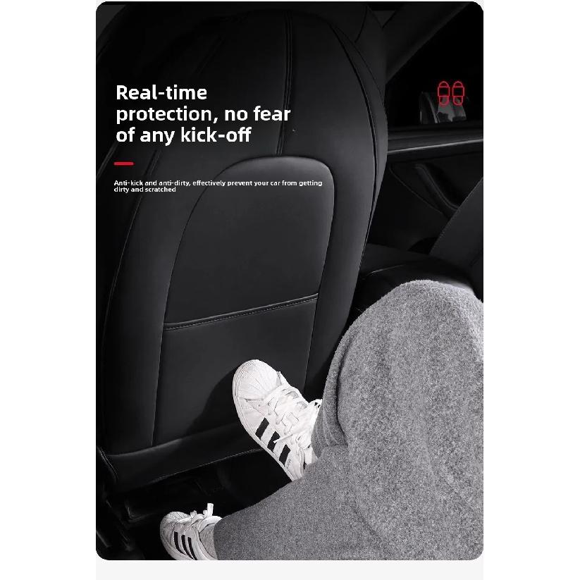 For Tesla Model 3 Y 2Pcs Seat Back Anti Kick Pad Leather Wear-Resistant Anti-Dirty Seat Backrest Protective Mat Car Accessories