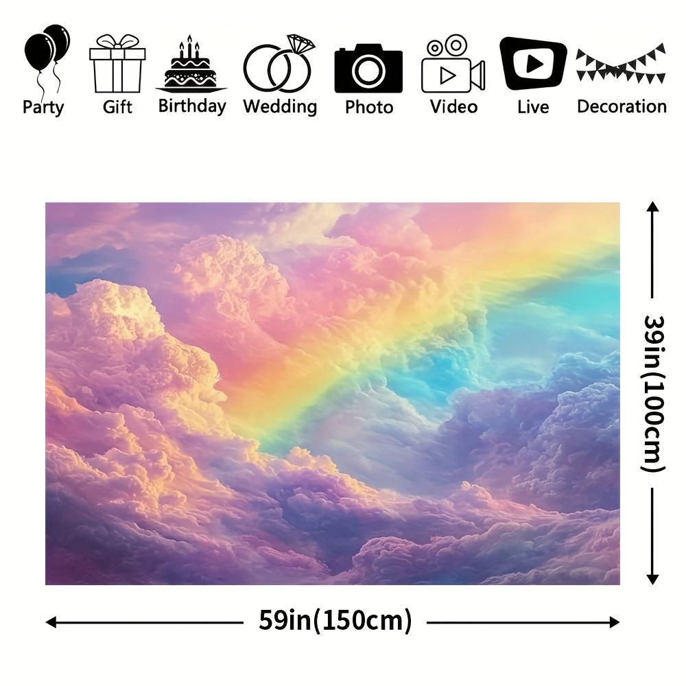 2D flat banner, 1pc1 vibrant rainbow cloud tapestry - colorful weather landscape wall hanging, polyester fiber fabric,