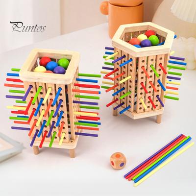 1 Set Wooden Stick Tower Dice Game with 36/42 Sticks 6 Balls Fine Motor Skills Colorful Stick Counting Math Educational Board Game Toddlers Boys