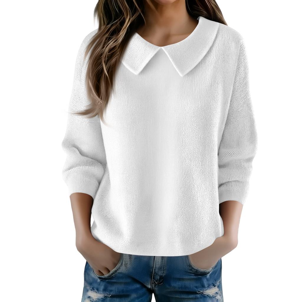 Women's Fashionable Long-sleeved -color Pullover Knitted Sweater Top
