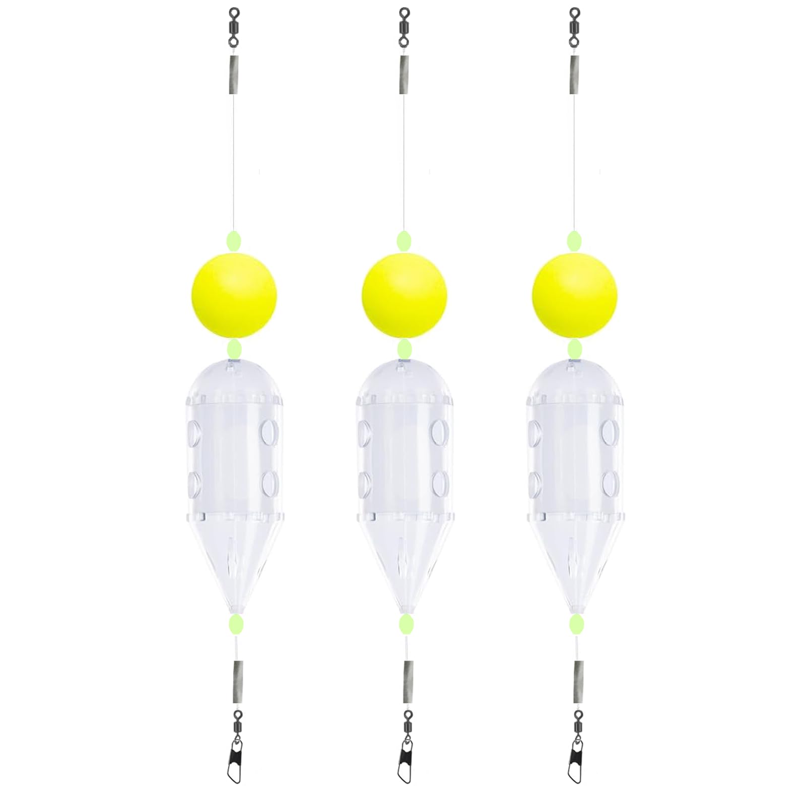 

FINNECT Easy-to-Use Sabiki Baskets, 25 x 65mm, Set of 4, Clear Sabiki Rig, Rocket Basket, Sabiki Fishing, Long-Distance Casting, Yellow