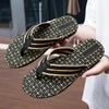 2025 new summer men's beach flip-flops outdoor classic woven comfortable platform slippers trendy outer shoes
