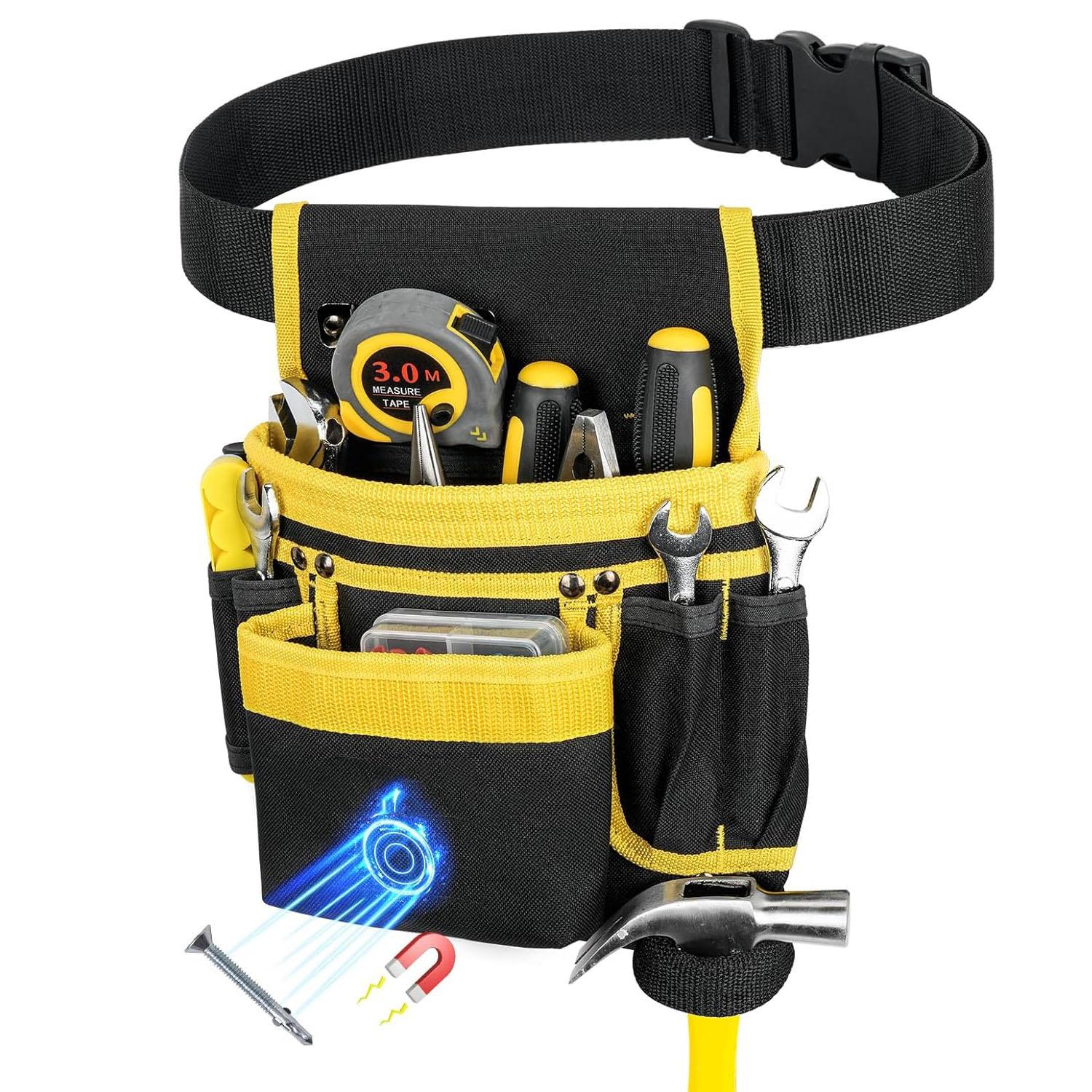 

Магнитный подсумок для инструментов, Пояс для инструментов с 13 карманами для мужчин, Съемный регулируемый пояс для инструментов для электрика, плотника, строительства