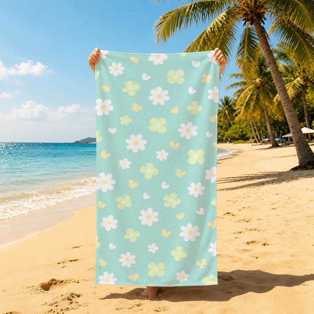 Grüne Cartoon-Illustration Handtuch Stranddecke Handtuch Für Reise Fitnessstudio Dusche Luxuriös Leicht Camping Pool Tropisch Süß