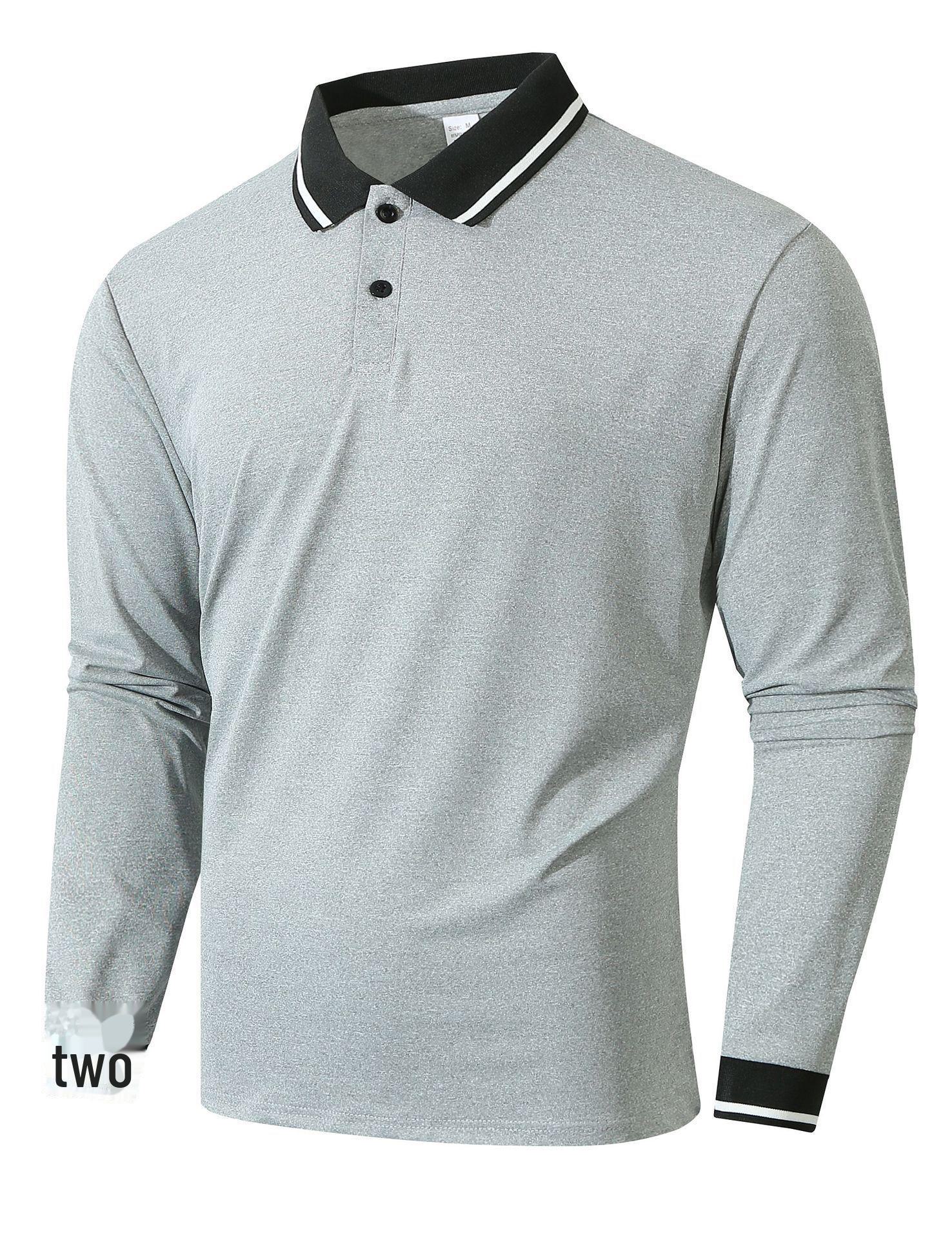 

Мужская осенняя уличная модная дышащая рубашка-поло с длинными рукавами из жаккарда XL светло-серый