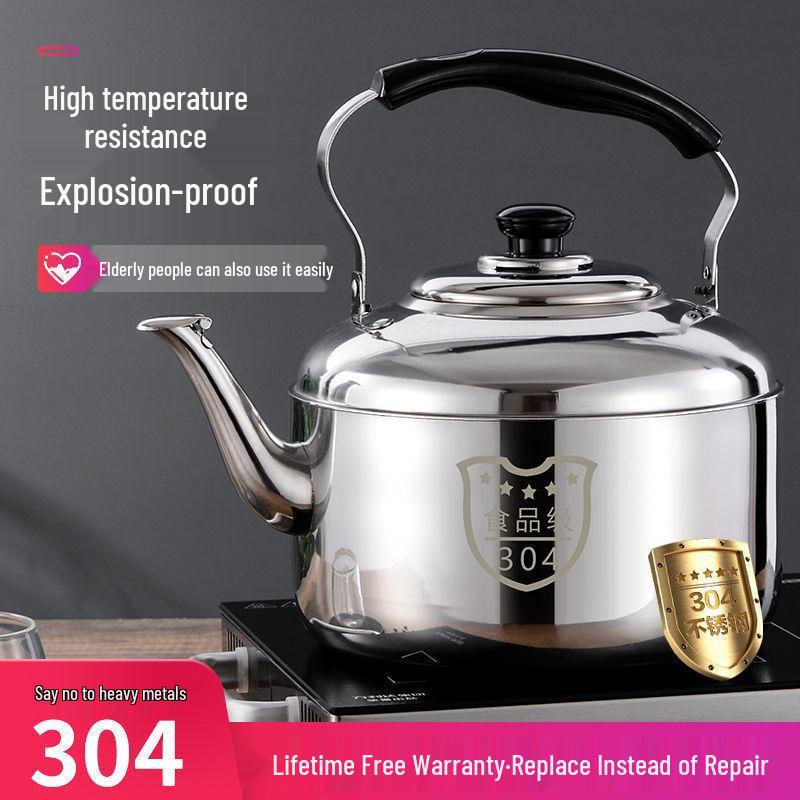 304 Stainless Steel Whistling Kettle for Gas and Induction Stoves, Large Capacity, Open Flame Safe.