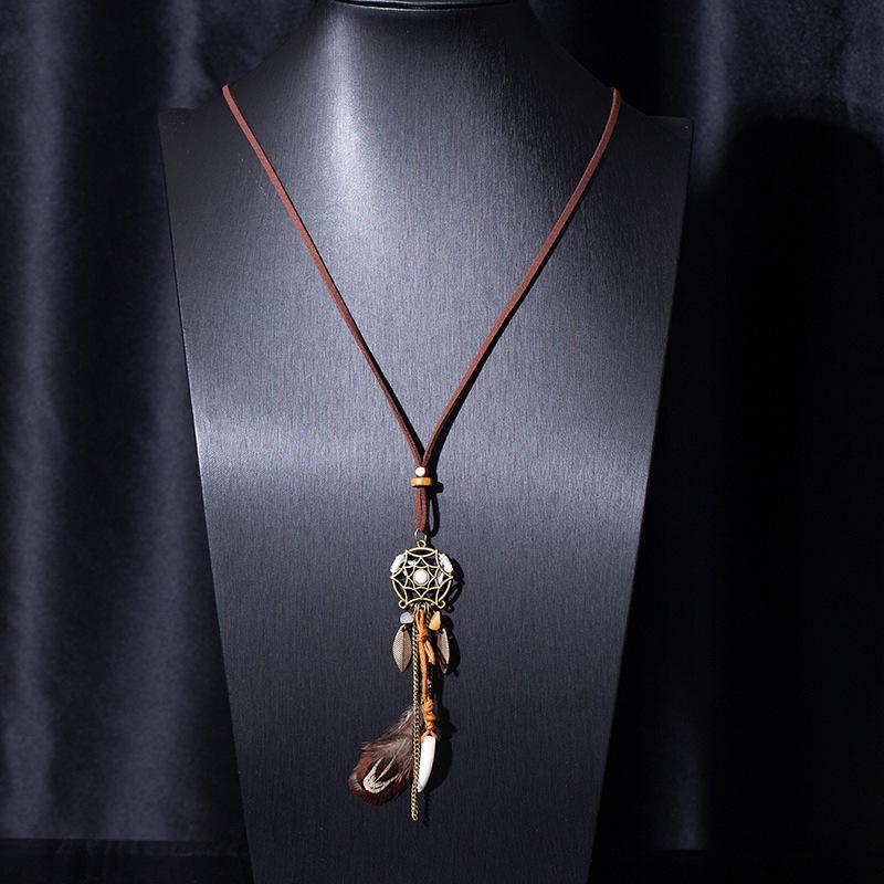 Bohemian Tassel Flower Pendant Retro Ethnic Necklace - Handmade Long Woven Design