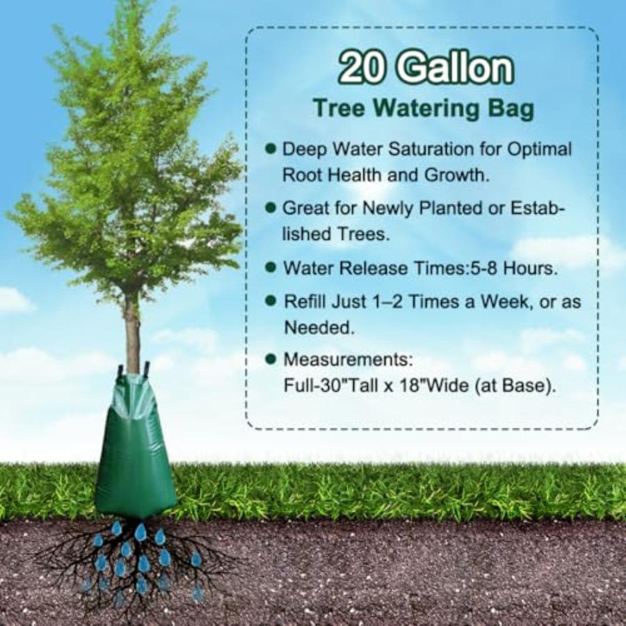 12 Pack 20 Gallon Tree Watering Bags Reusable Heavy Duty Slow Release Water Bags for Trees Premium PVC Tree Drip Irrigation Bag