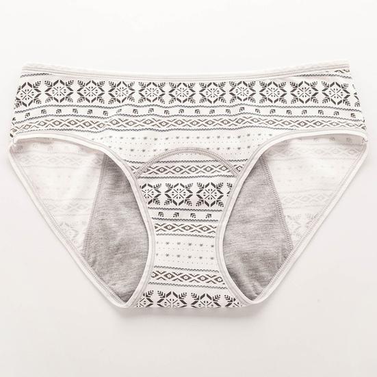 Women Panties Geometric Print High Waist Seamless Elastic Period High Absorbency Prevents Leakage Briefs Menstrual Underpants Daily Wear Sleep