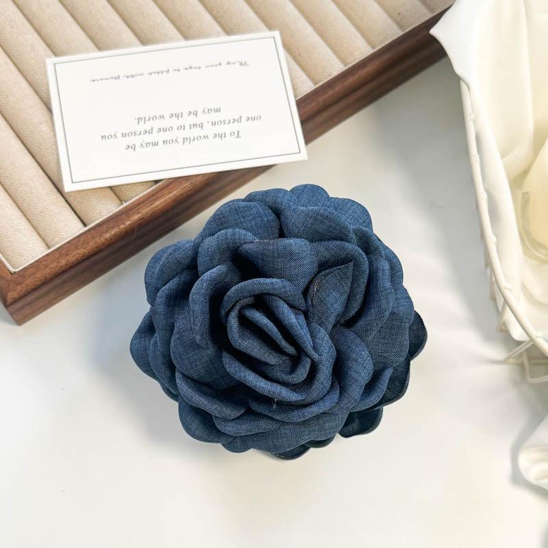 Cotton Fabric Rose Flower Hair Claw Clips for Women Korean Ctach Shark Clamp Hair Accessories Rose Blossom Catching Clip