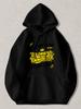 Black Hooded Sweatshirt with Yellow "Old Enough To Know Better" Print - Casual Streetwear Pullover Hoodie Front Pocket & Hooded Ma