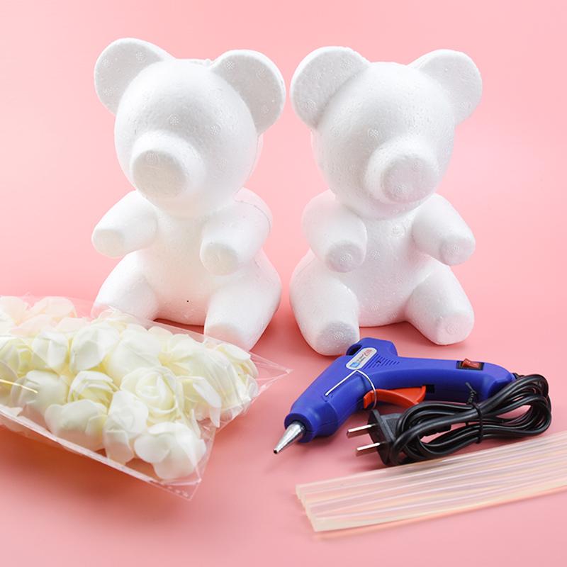 Artificial Flower Head Foam Teddy Bear Hot Sale Rose Mold DIY Gift Box Wedding Valentine's Day Festival Party Wreath Centerpiece