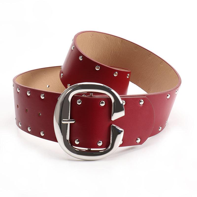 C-button punk style women's belt, American Spice Girl rivets with skirt pants waist seal heavy industry belt women