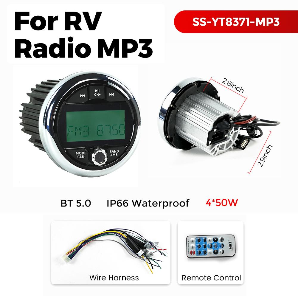 

Медіаплеєр MP3 Стерео Водонепроникне Авторадіо для RV ATV UTV SPA RZR Гольф-карту Човна Радіо 4*75Вт BT5.0 FM AUX USB Пульт Дистанційного Керування