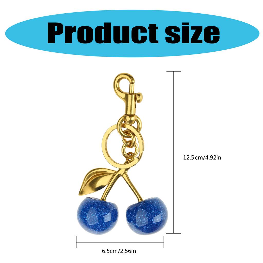 Cute Blue Cherry Keychain Charm Attractive Blue Cherry Key Adornment Stylish Key Rings Ornament for Trendsetters