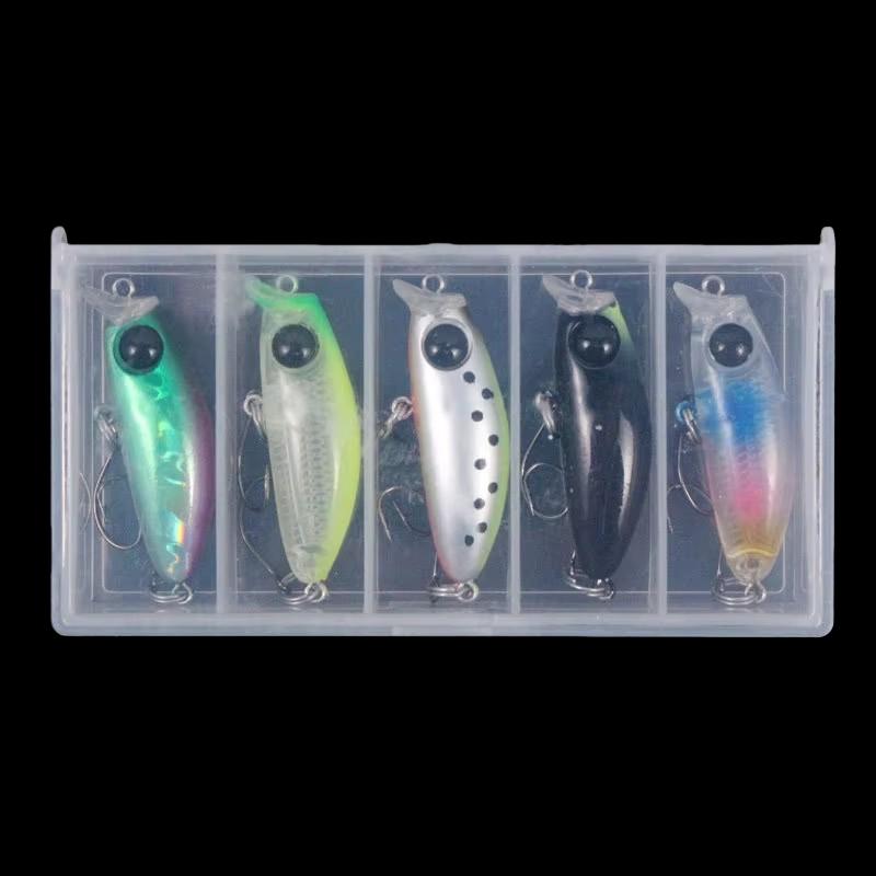 Ultra-Small Hard Bait Lead Fish Single Hook Set Five Boxes Metal Horse Mouth Three Hooks Blood Groove Sequins for Bass Trout