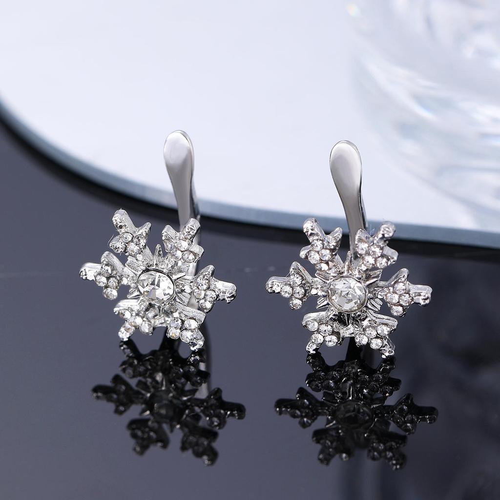 Korean Snowflake Rhinestone Earrings - Dazzling Diamond Temperament Design