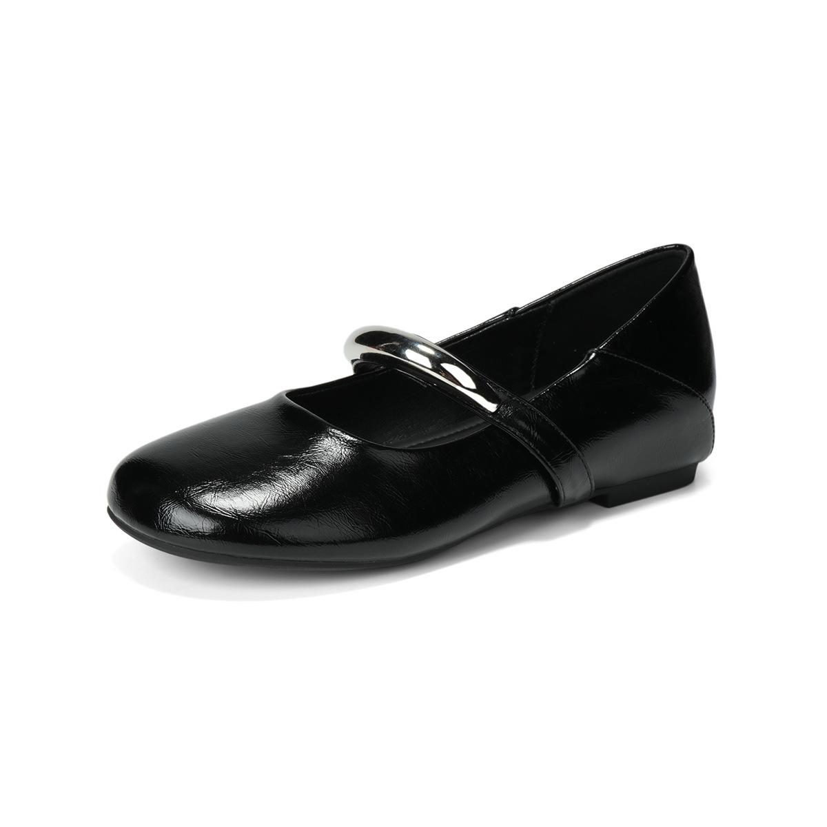 

Weiwei girl 879-5 silver inner height increase Mary Jane shoes women autumn not tired feet French round head ballet single shoes women 42 чёрный